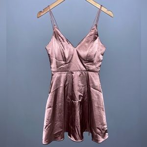 Sequin Hearts‎ Mauve Pink Satin Fit & Flare Mini Dress Pockets Size 3